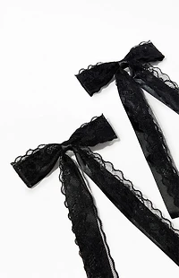 LA Hearts 2 Pack Black Kaelie Bow Hair Clips