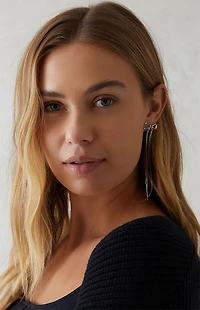 LA Hearts Silver Dangle Bow Earrings