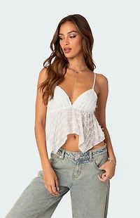 Edikted Flutter Frilled Tie Back Top