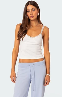 Edikted Amilia Lace Trim Tank Top