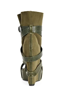 AZALEA WANG Women's Rothko Olive Wedge Sandals