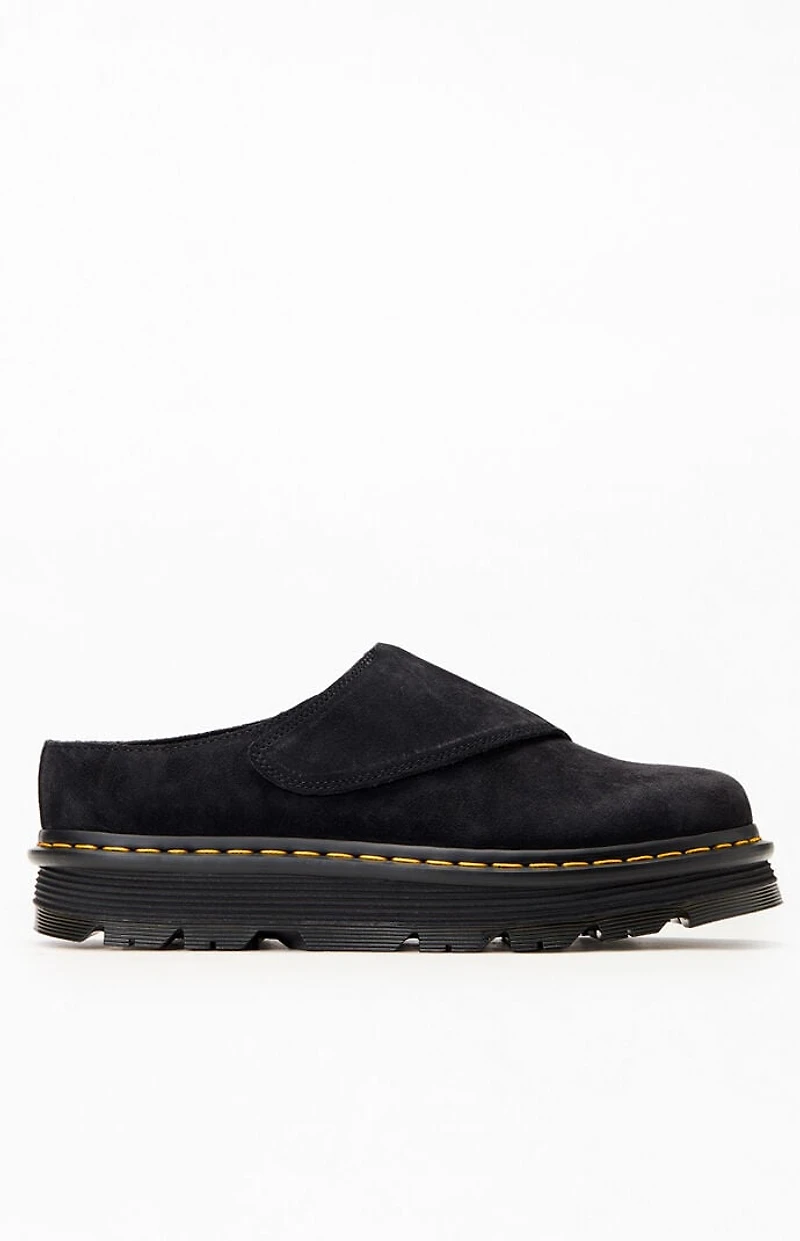 Dr Martens Black Zebzag Suede Anywair Platform Mules