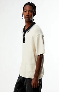 Pacsun Cream Textured Polo Sweater Shirt
