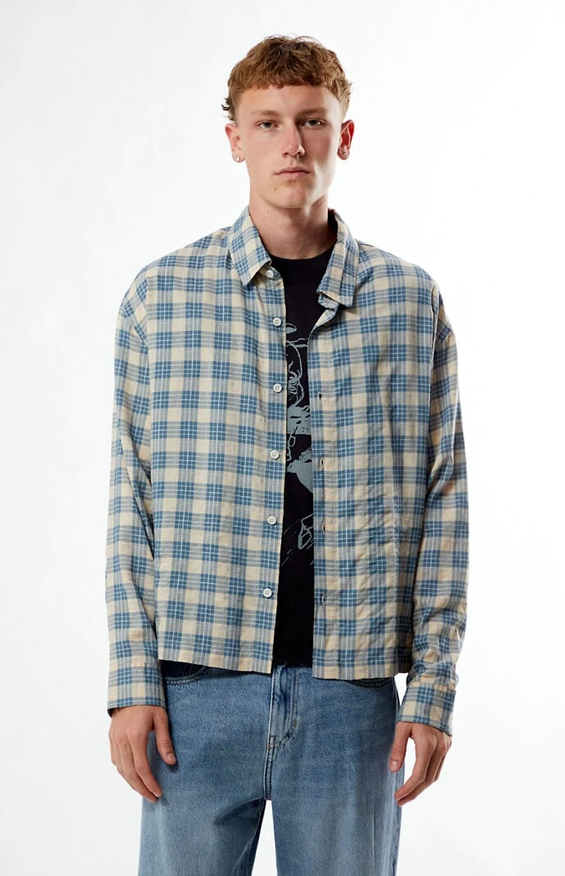 Pacsun Plaid Cropped Flannel Long Sleeve Shirt