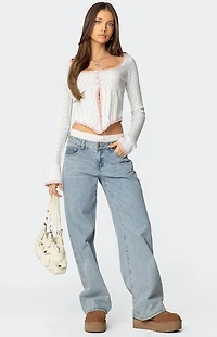 Edikted Abbie Split Front Pointelle Top