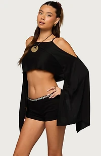 Edikted Ivanna Cutout Cape Cropped Top