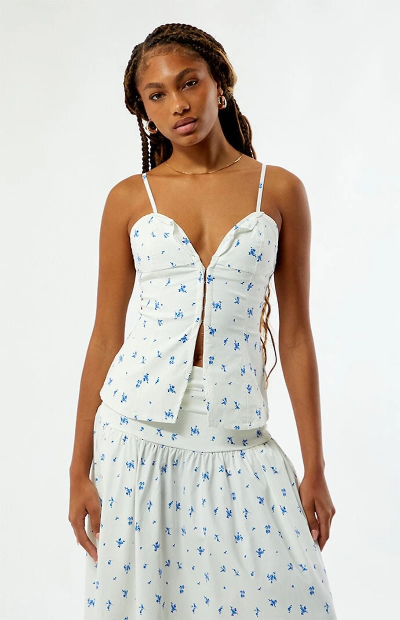 WEWOREWHAT Button Up Ruffle Tank Top