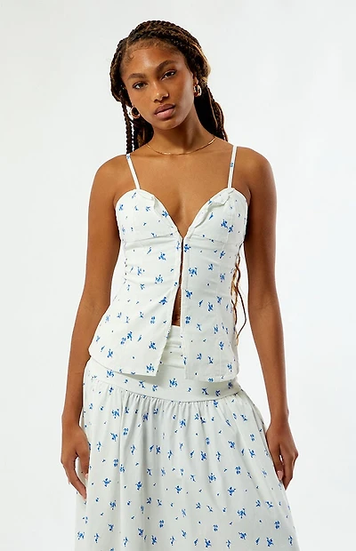 WEWOREWHAT Button Up Ruffle Tank Top