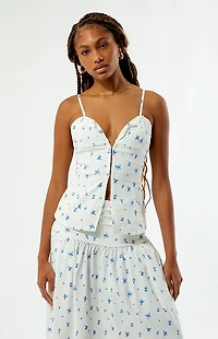 WEWOREWHAT Button Up Ruffle Tank Top