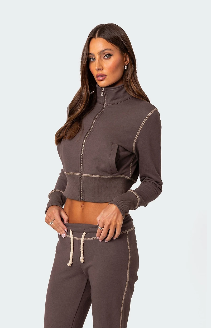 Edikted Alexia Zip-Up Sweatshirt