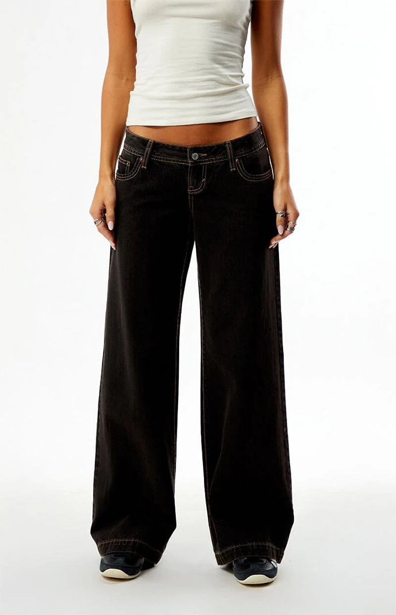 Pacsun Kaia Ultimate Low Rise Baggy Jeans Contrast Stitch Black
