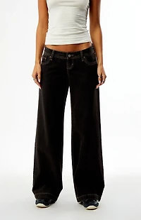 Pacsun Kaia Ultimate Low Rise Baggy Jeans Contrast Stitch Black