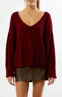 Beverly and Beck Ginger V-Neck Fuzzy Sweater