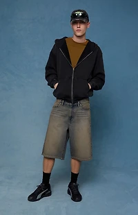 Pacsun Austin Extreme Baggy Denim Shorts Dark Blue Tint