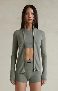 Fear of God ESSENTIALS Women’s Concrete Heather Ribbed Jacket