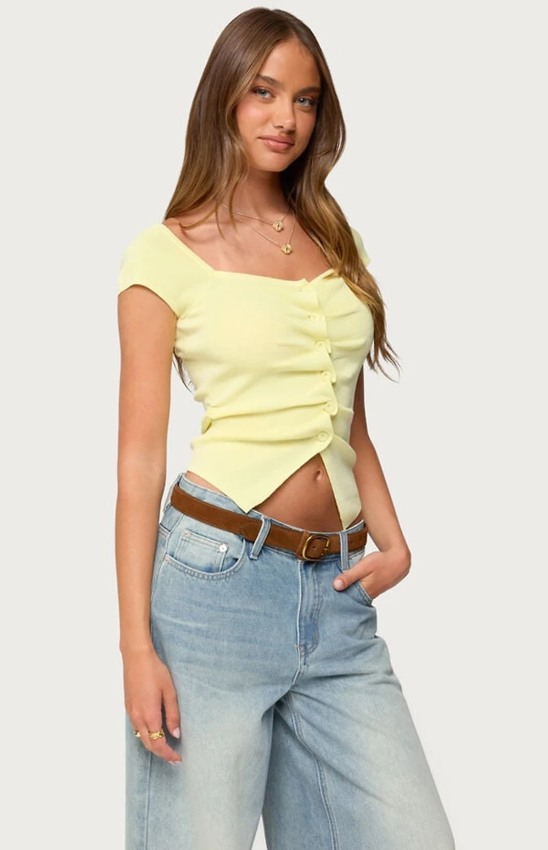 Edikted Lilibet Sweetheart Button Up Top