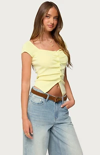 Edikted Lilibet Sweetheart Button Up Top