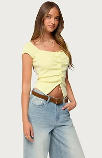 Edikted Lilibet Sweetheart Button Up Top