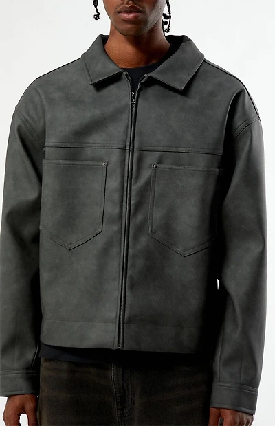 Pacsun Gray Faux Leather Billie Gas Jacket