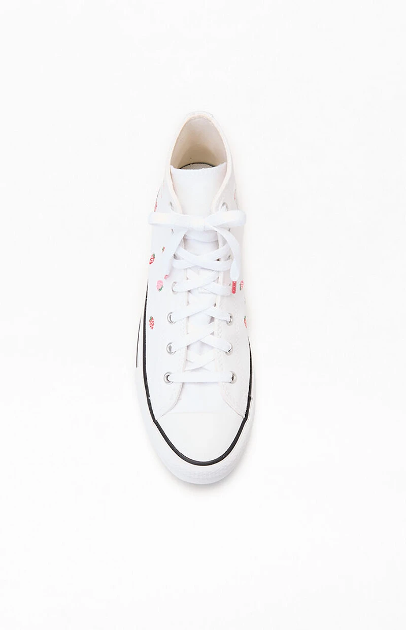 Converse Kids Chuck Taylor Embroidered Strawberries All Star Lift High Top Platform Shoes