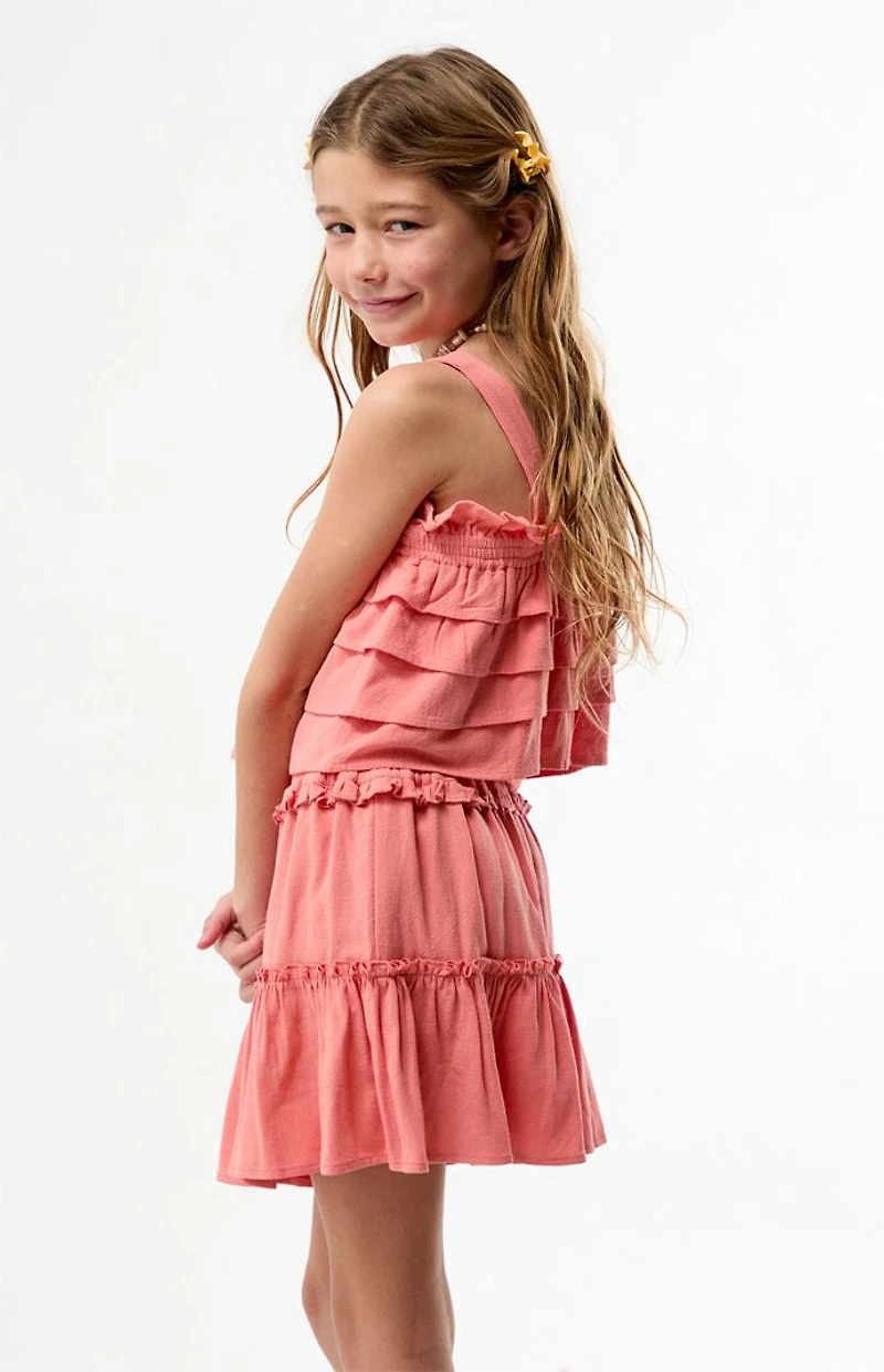 Pacsun Kids Coral Linen Ruffle Mini Skirt