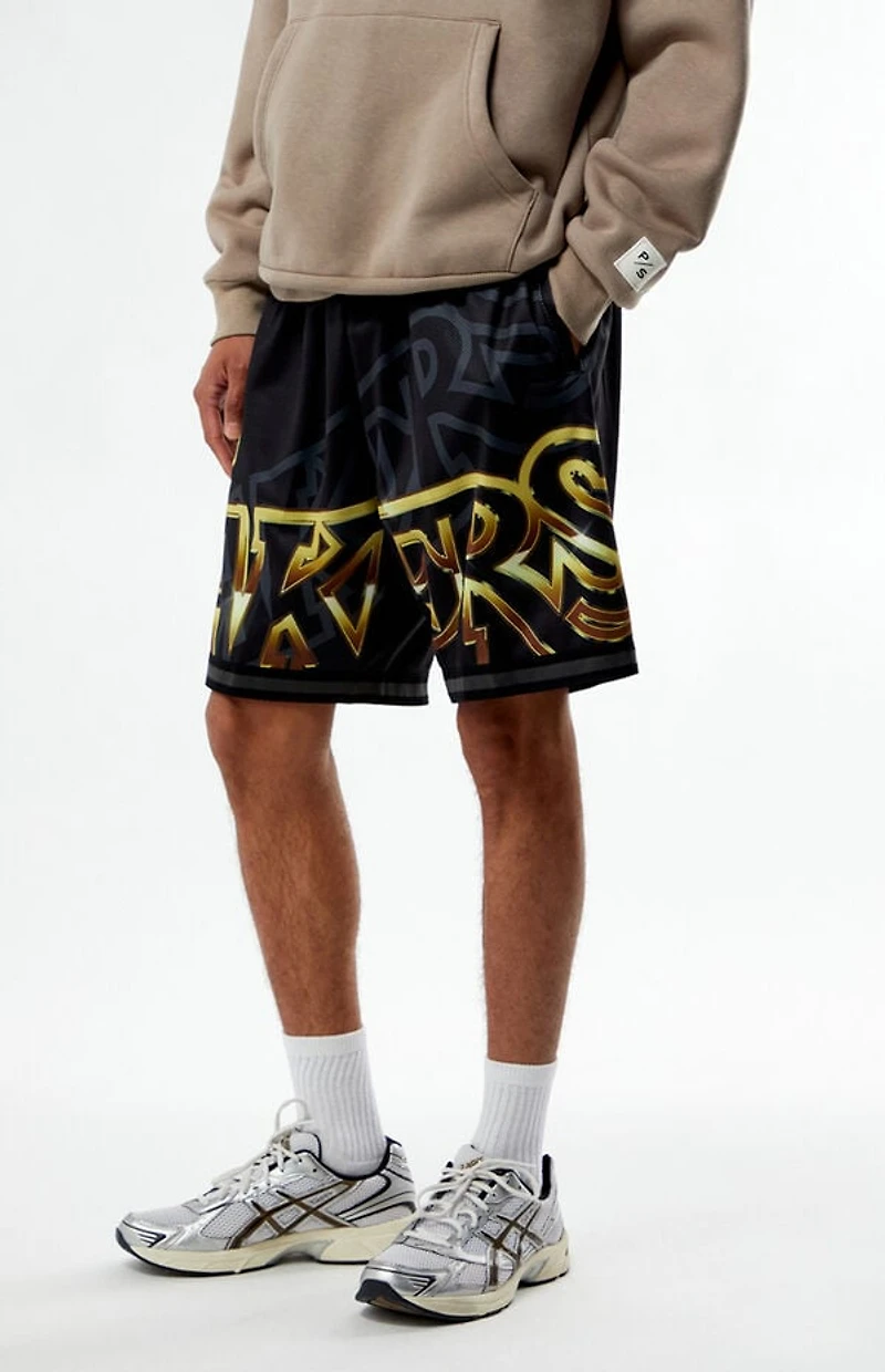 Mitchell & Ness LA Lakers Big Font Mesh Basketball Shorts
