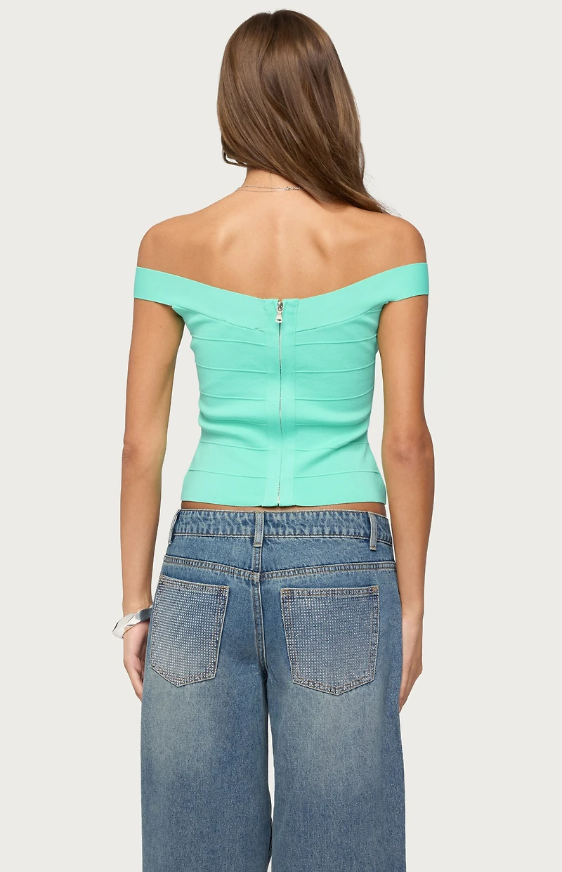 Edikted Niva Off Shoulder Bandage Knit Top