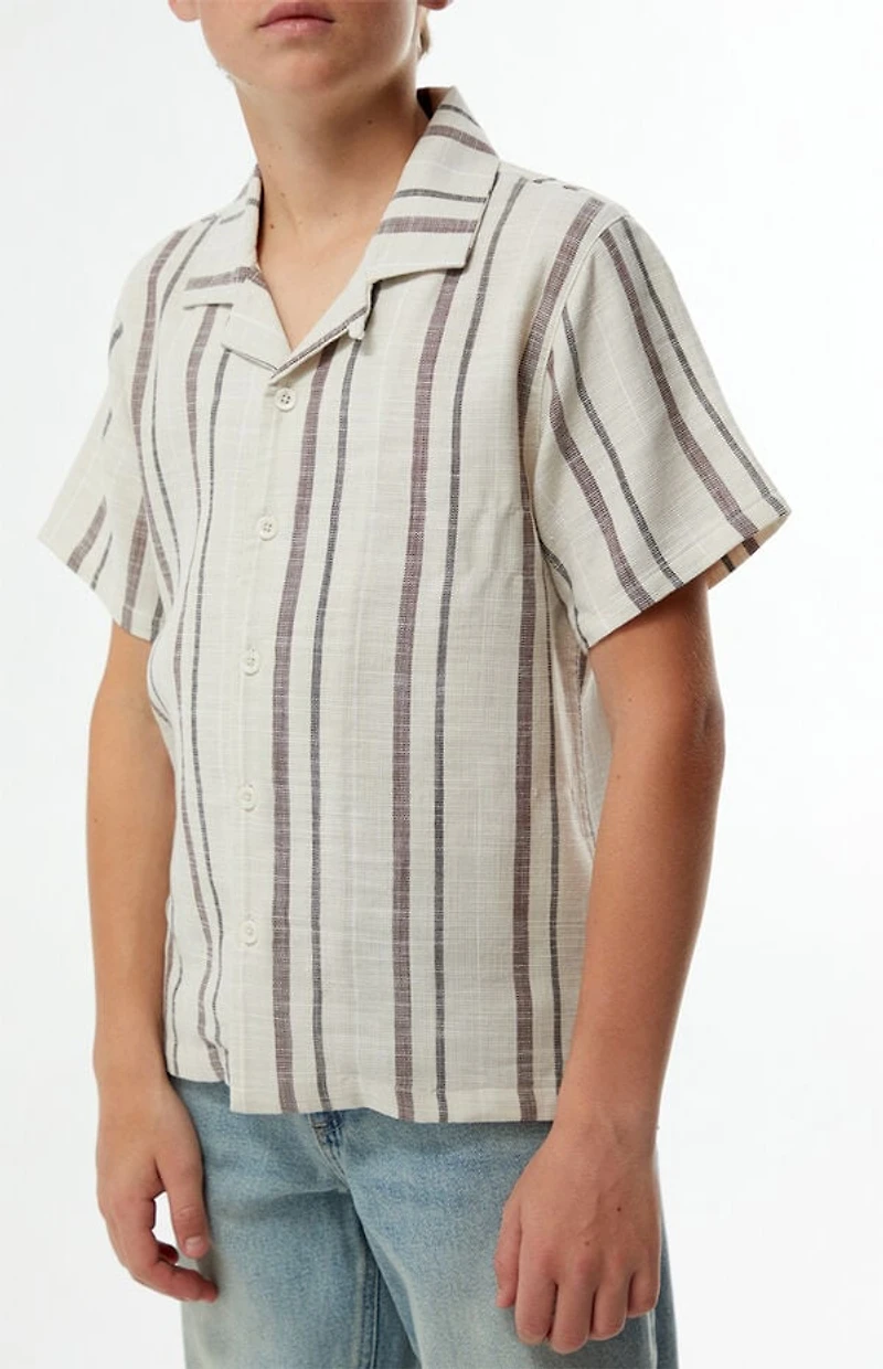 Pacsun Kids Brown Striped Textured Camp Shirt