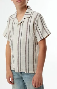 Pacsun Kids Brown Striped Textured Camp Shirt