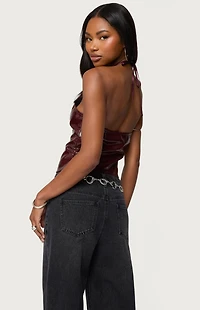 Edikted Hailie Faux Leather Halter Top