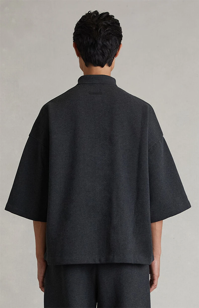 Fear of God ESSENTIALS Iron Grey Heather Paneled Cropped Polo Shirt