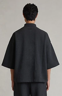 Fear of God ESSENTIALS Iron Grey Heather Paneled Cropped Polo Shirt