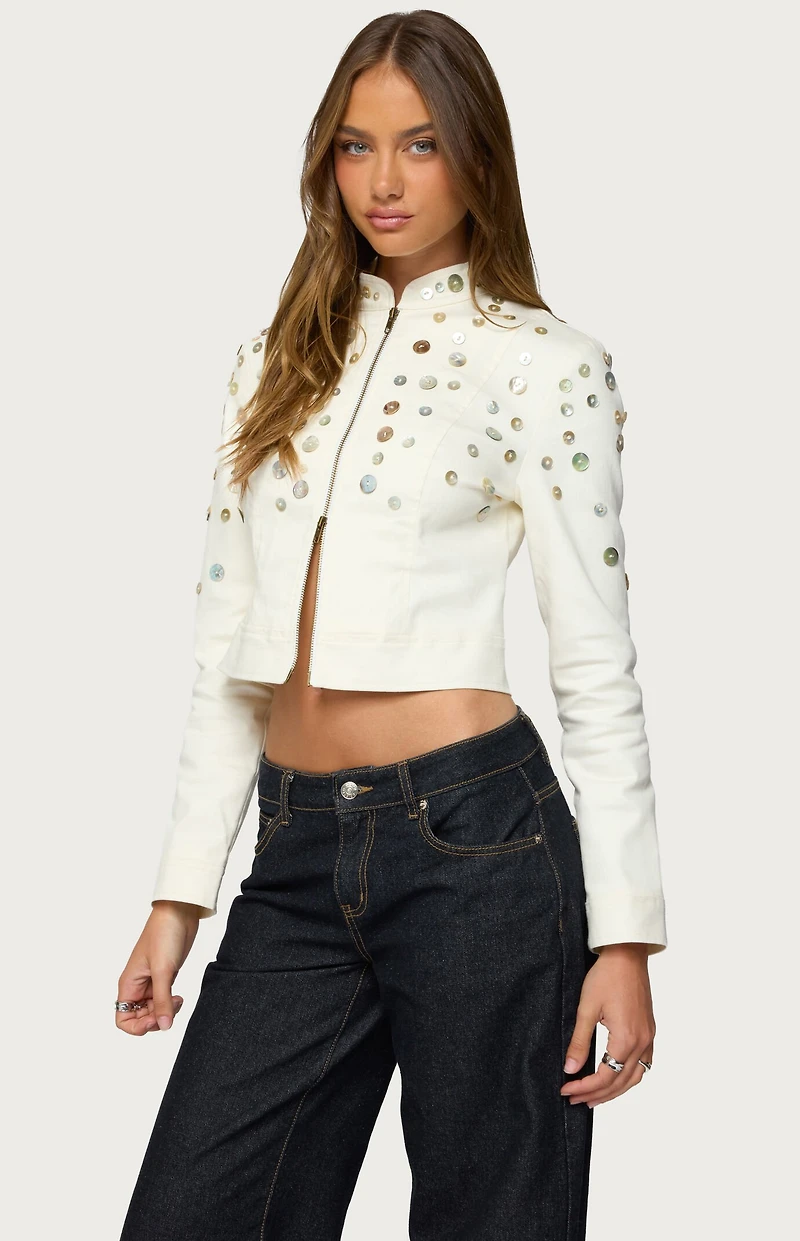 Edikted Elira Iridescent Fitted Jacket