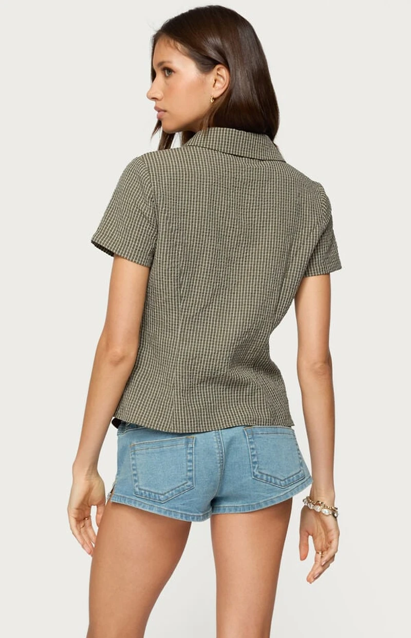 Edikted Alisa Plaid Tailored Button Up Shirt