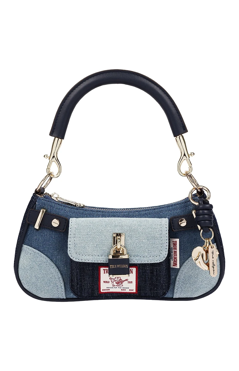 True Religion Color Block Denim Shoulder Bag