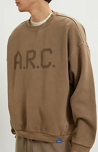 A.R.C. Brown Vintage Wash Heavyweight Fleece Crew Neck Sweatshirt