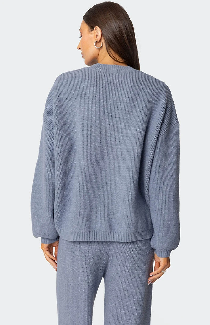 Edikted Kris Ribbed Knit Zip Up Sweater