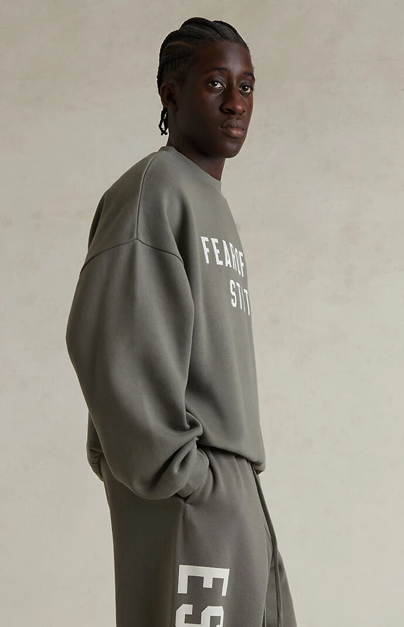 Fear of God ESSENTIALS Moss '90s Fit Fleece Crew Neck Sweatshirt