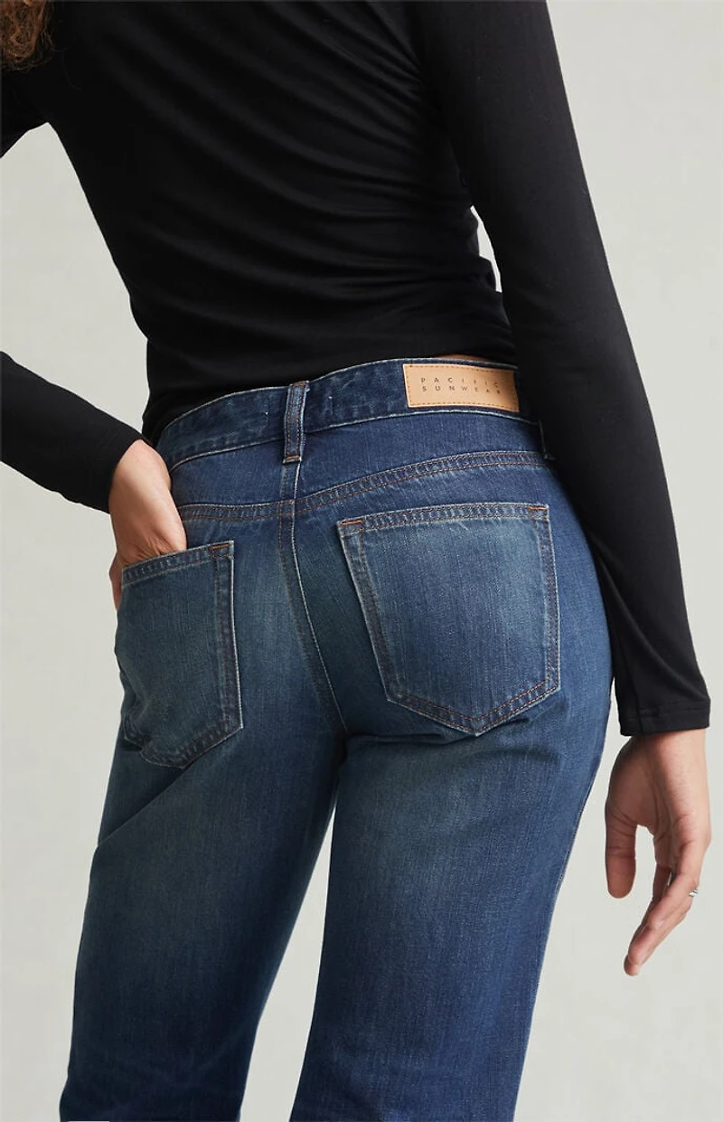 Pacsun Jade Low Rise Bootcut Jeans Dark Blue Tint