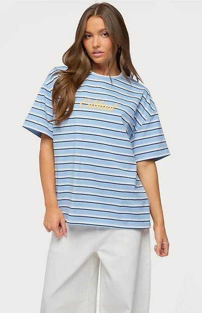 Edikted Chill Girl Striped Oversized T-Shirt