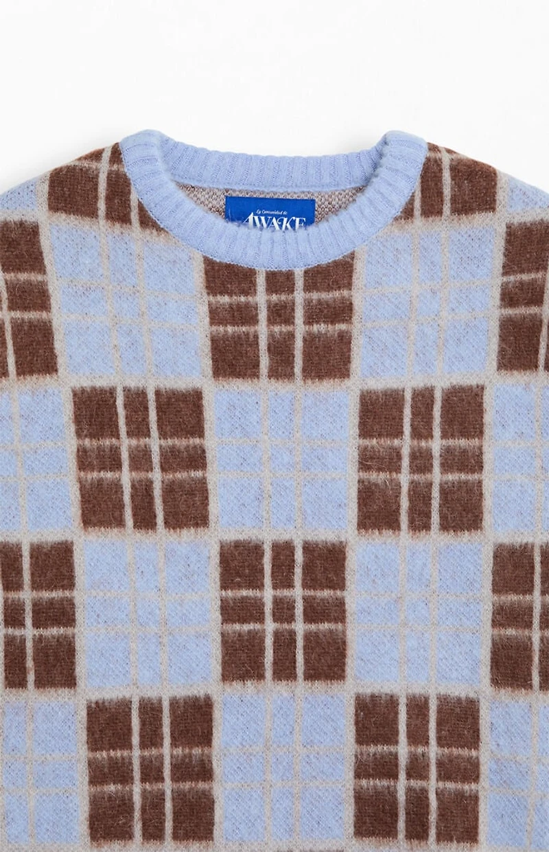 Awake NY Checkered Mohair Crew Neck Sweater