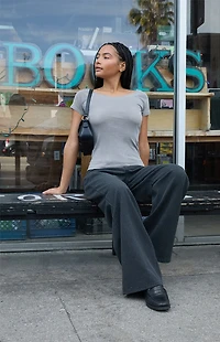 John Galt Light Gray Ginny Off-The-Shoulder Top