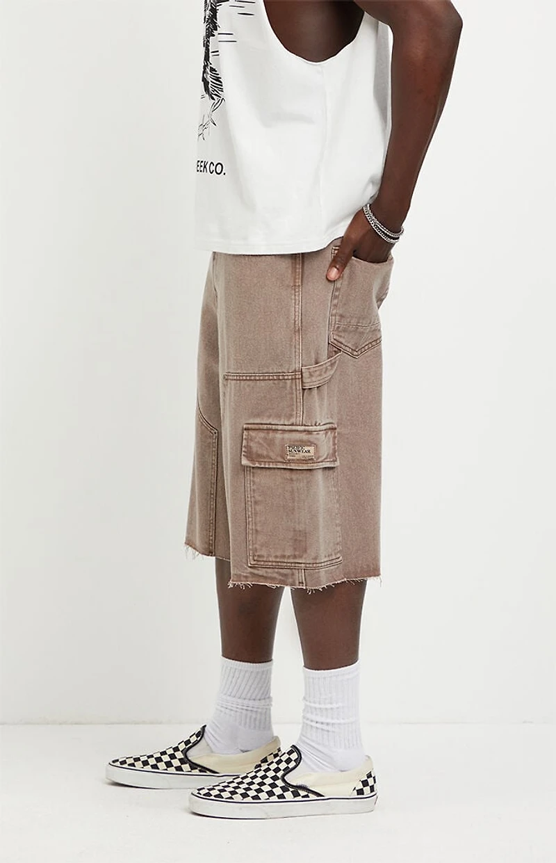 Pacsun Austin Extreme Baggy Jean Shorts Cargo Brown