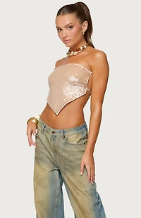 Edikted Sequin Backless Triangle Top