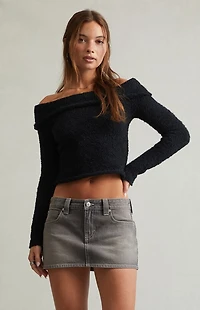 Pacsun Gray Low Rise Denim Micro Mini Skirt
