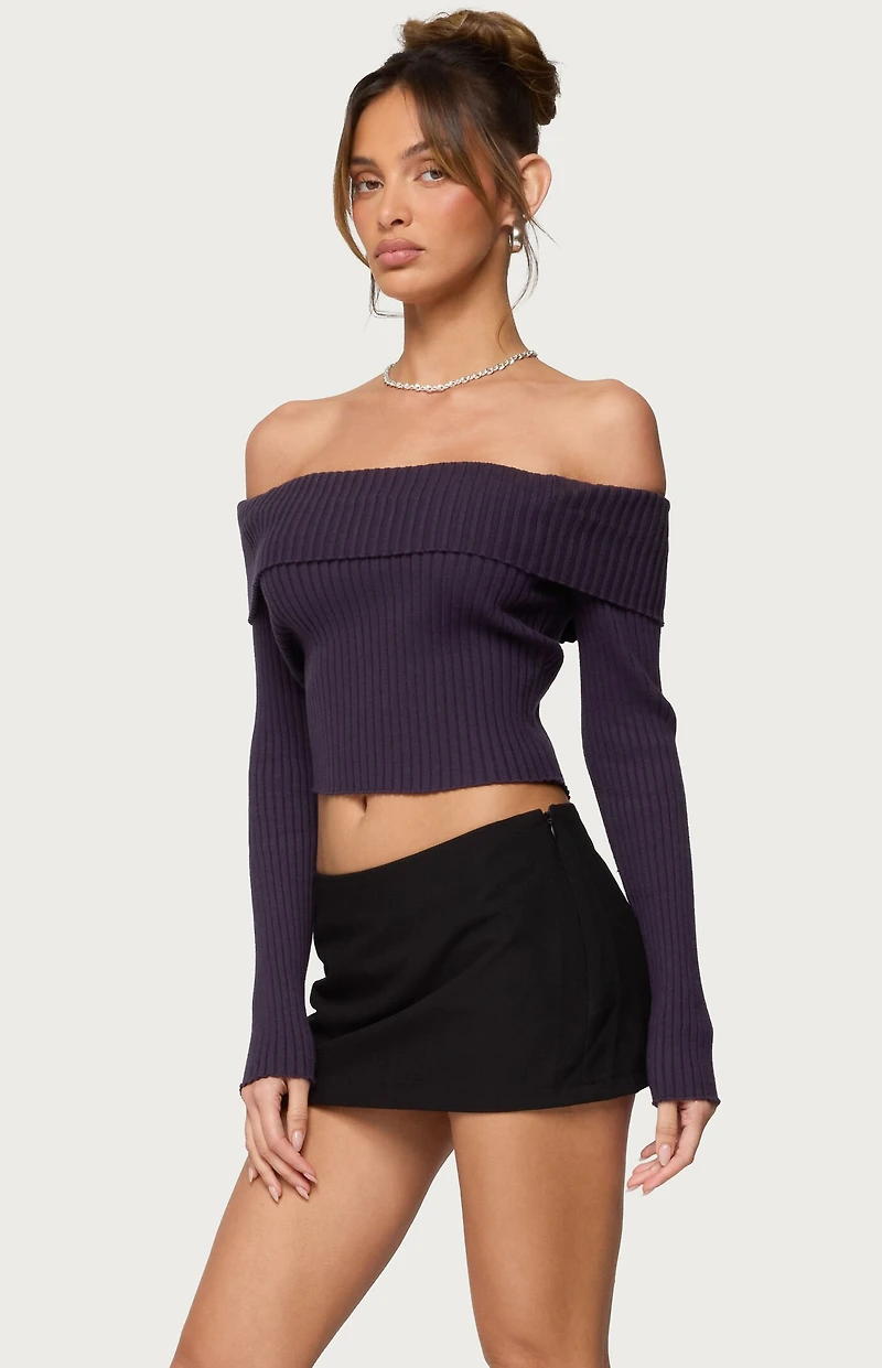 Edikted Lauren Knit Fold Over Top