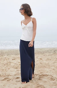 John Galt Blue Slit Maxi Skirt