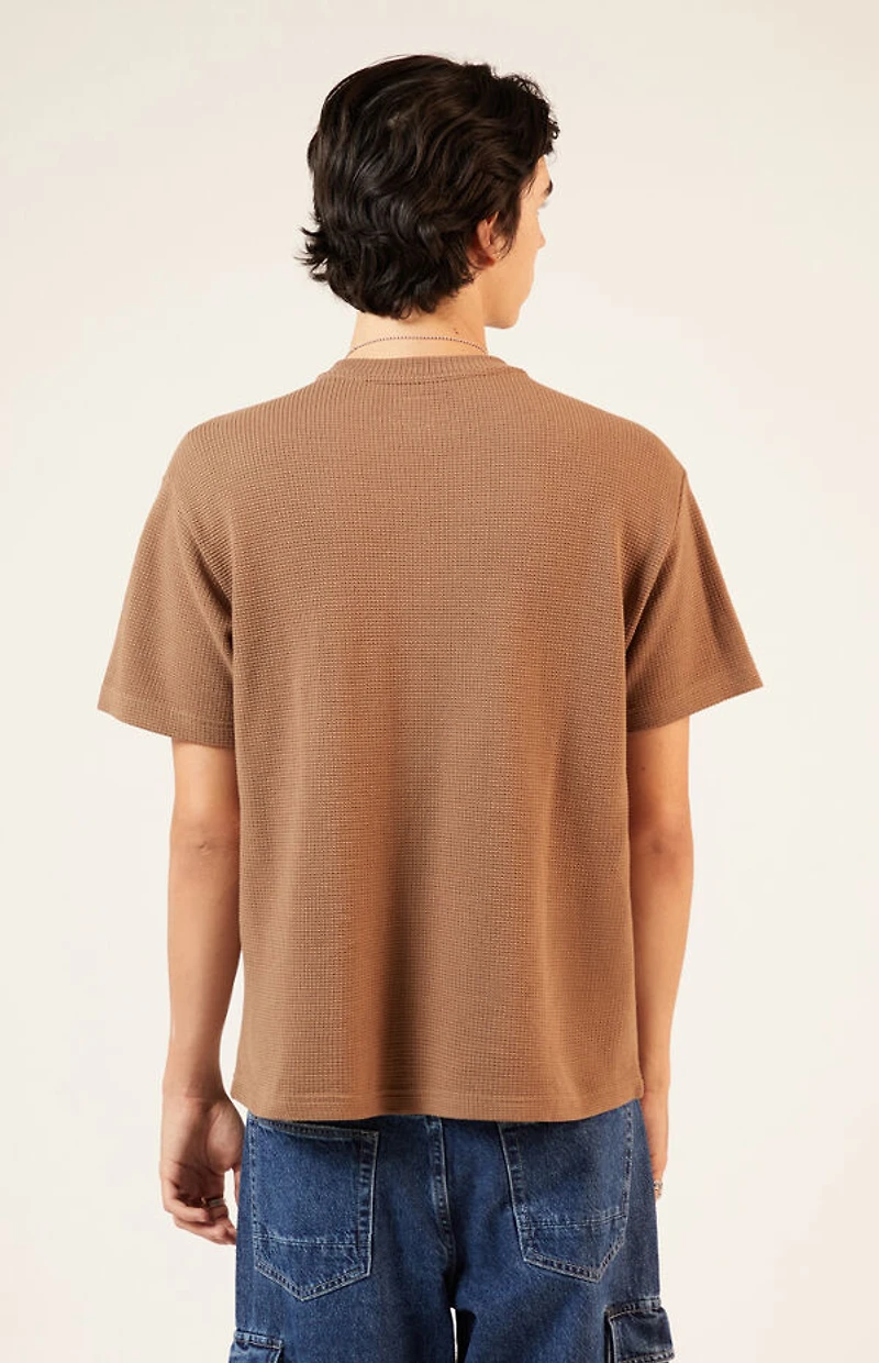 Pacsun Brown Solid Waffle Knit T-Shirt