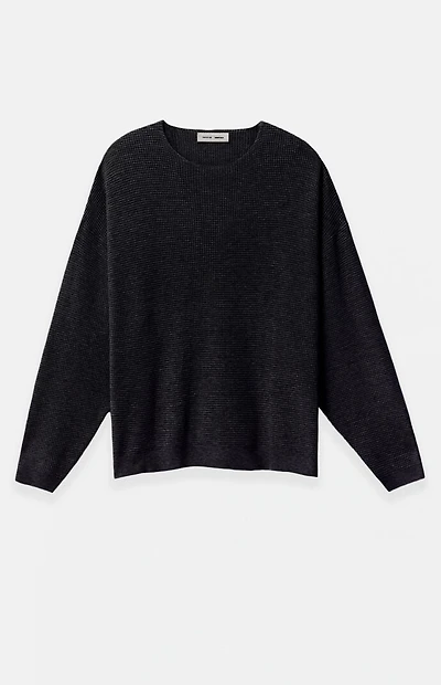 Fear of God ESSENTIALS Jet Black Waffle Knit Long Sleeve T-Shirt