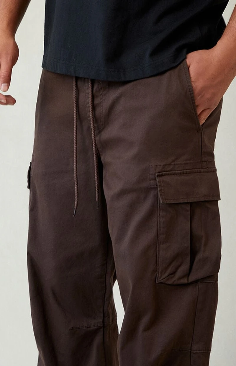 Pacsun Stretch Brody Brown Cotton Cargo Baggy Pants